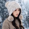 Cute Hairball Knitted Thermal Hat Women's Plush Thickened Ear Protector Wool Hat