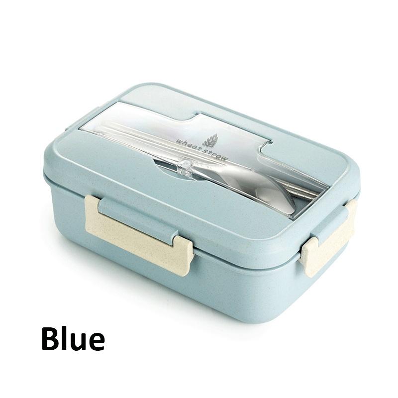 Hot Lunch Box with Spoon Chopsticks Wheat Straw Dinnerware Food Storage Container Children Kid School Office Microwave Bento Box