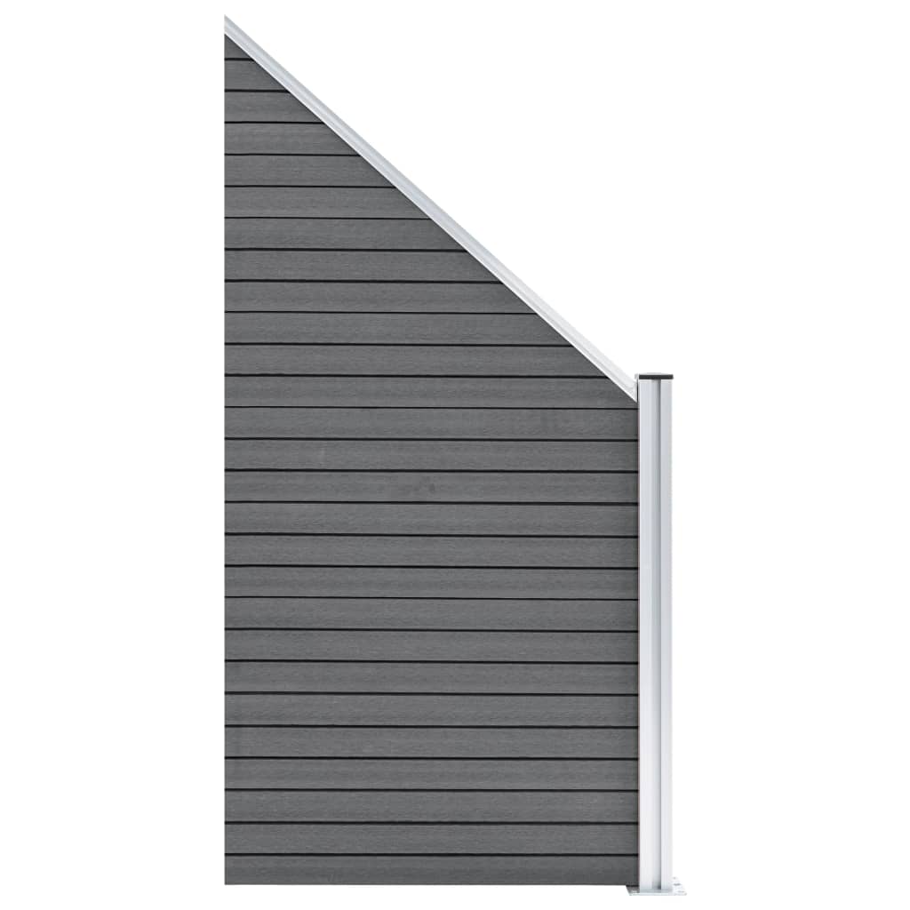 WPC Fence Set 2 Square Panels + 1 Diagonal Panel 446 X 186 Cm Grey