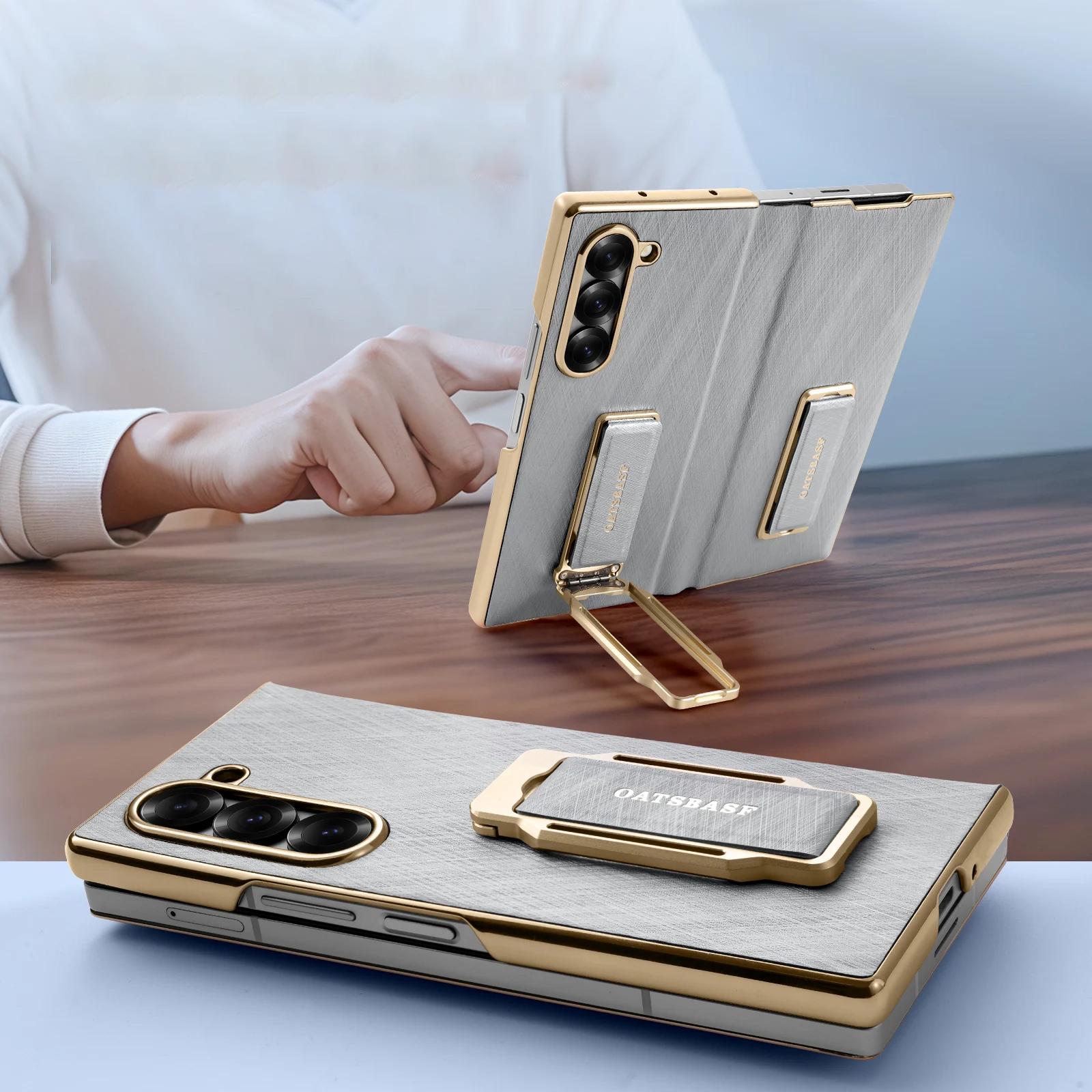 

Eary for Samsung Galaxy Z Fold 7 Phone Case With Dual Wristband Leather Case 360°Rotation Stand Shockproof Protector Full Cover for Galaxy Z Fold 7 срібний