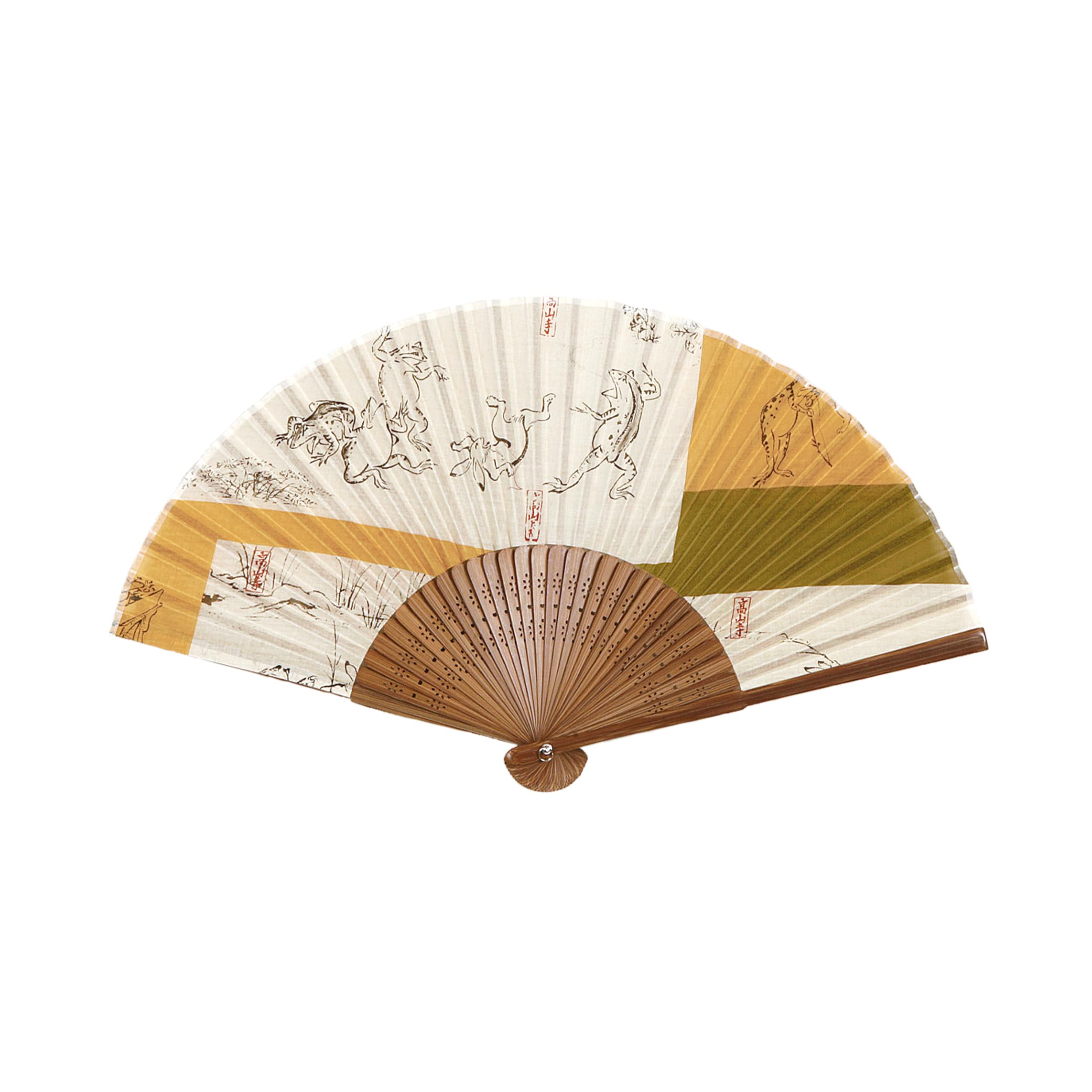 [Yamamotojin] Yamamotojin Shoten (Official) Folding Fan - Choju Jinbutsu Giga (Mustard)