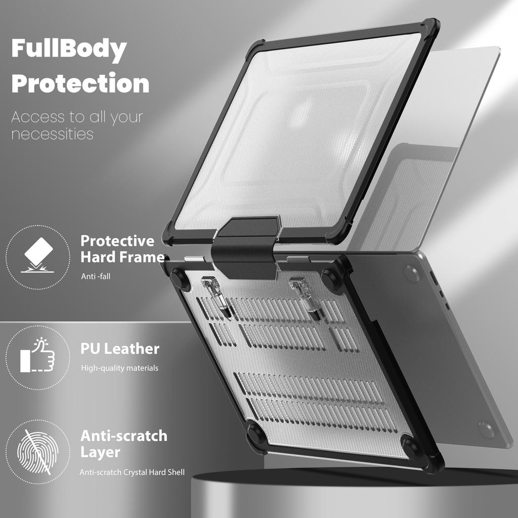 For Macbook Air 15 inch (2025)/(2024) A3114 M3/(2023) M2 A2941 PC+TPU Laptop Case Heat Dissipation Kickstand Non-Slip Notebook Cover