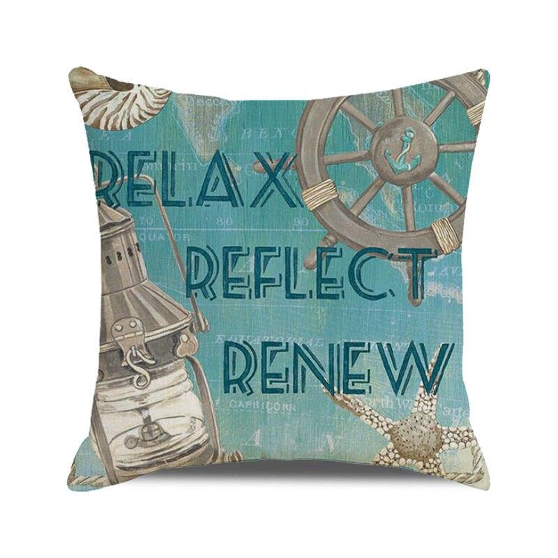 45x45 Cm Starfish Beach Chair Sailboat Slippers Print Pillowcase Upholstery Pillowcase Nautical Style Cushion Cover