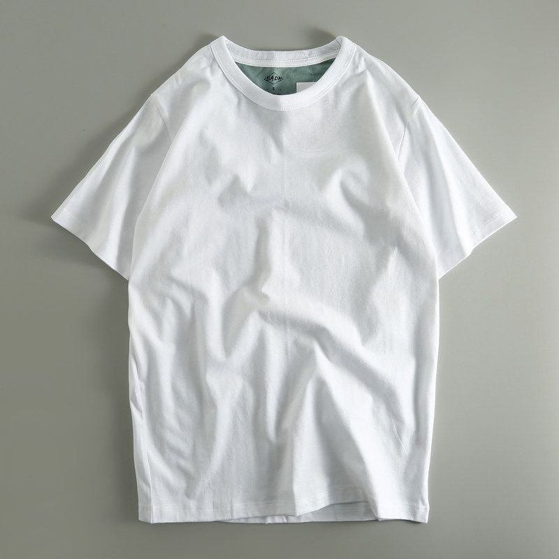 Export Cut Label Brand Pure Color Short Sleeve T-shirt Men s Simplicity Casual Summer Cotton Half Sleeve Top Original Order Cattle Goods White M