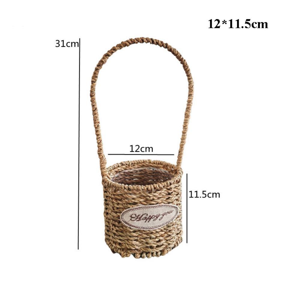 

with Handle Imitation Rattan Handhold Handwoven Household Braid Storage Baskets 3 Styles Weaving Flower Basket