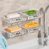 Glacier Wall-Mounted Double-Layer Draining Soap Dish - Punch-Free High-End Holder for Laundry and Bathroom