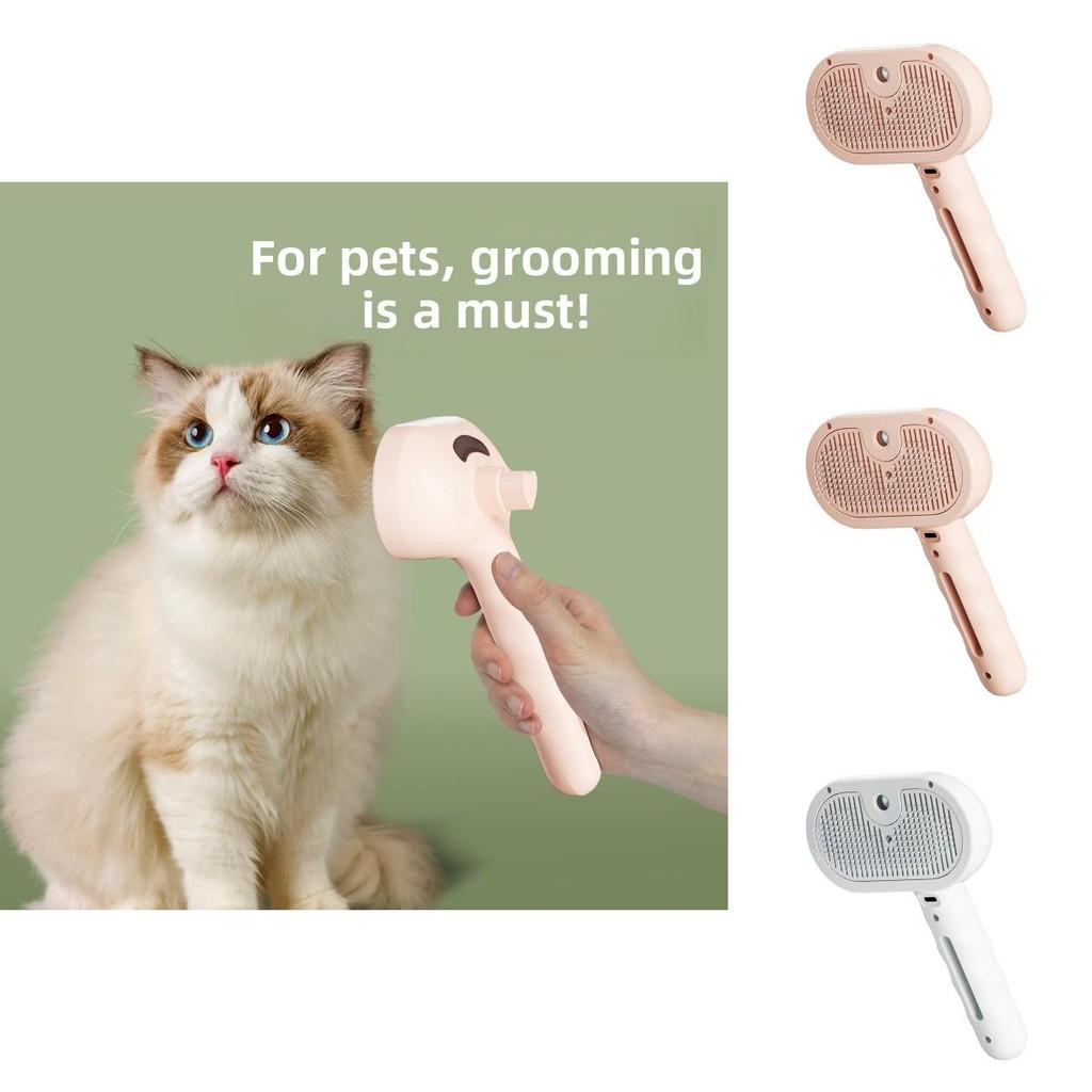 Press Type Cat Dog Pet Hair Comber With Spray Function For Fur Removal And Grooming