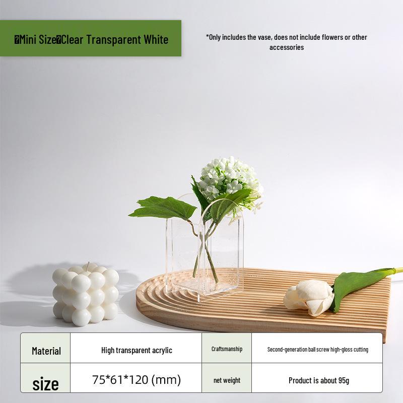 

Прозрачная акриловая ваза для цветов для простого домашнего декора - Гостиная или обеденный стол Гидропонная композиция Мини-украшение.