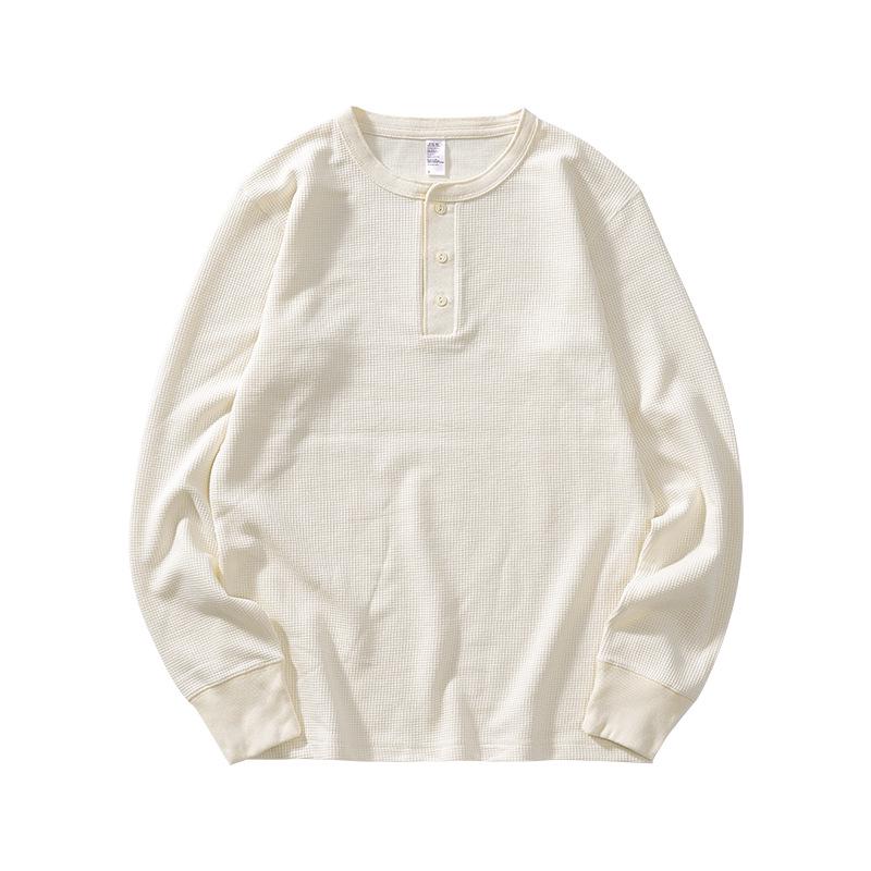 

Футболка с длинным рукавом в стиле ретро с вафельным узором «хенли» унисекс, 300 г M