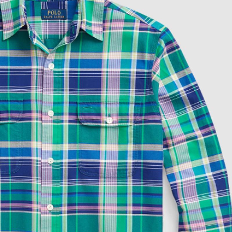 Ralph Lauren SS24 Plaid Point Collar Single Breasted Long Sleeve Shirt Men Multi Color MNPOWOV16823328-999