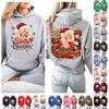 Women's Christmas Lightweight Long Sleeve Printed Hooded Pullover Sweatshirt
