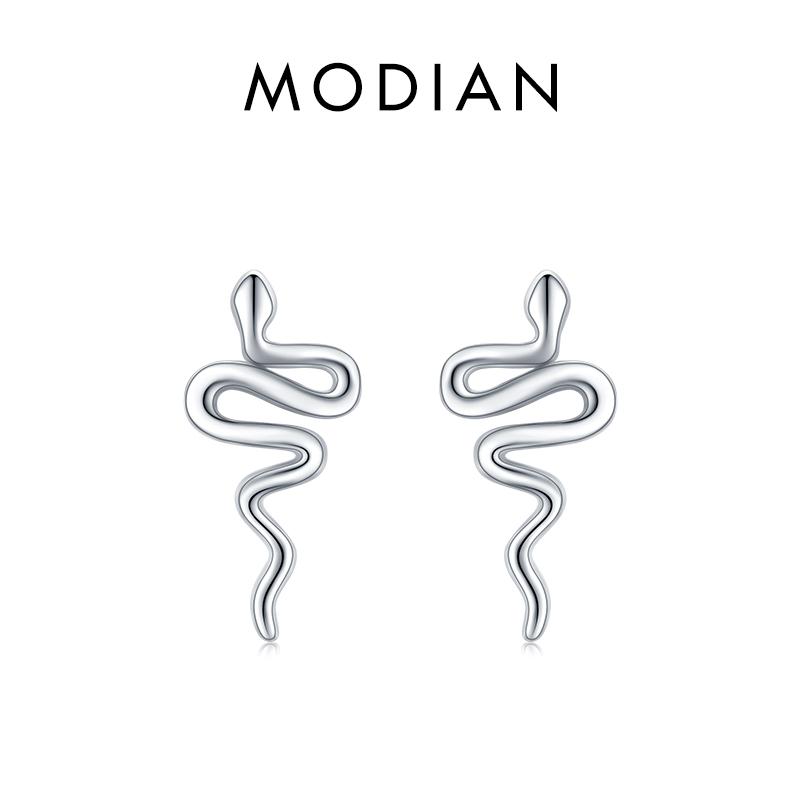 Modian 925 Sterling Silver Cute Small Line Snake Trendy Stud Earrings Gold Color Earring For Women Jewelry