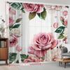 2PCS Digital Printed Sheer Curtain, Soft Sheer Rose Shadow, Delicate Romantic Floral Dream for Living Room Bedroom Home Decor