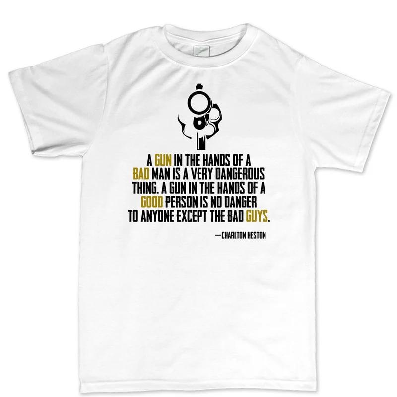 

Gun Cotton TShirt Streetwear Retro Casual Unisexs Fitness Muscle White Tee S