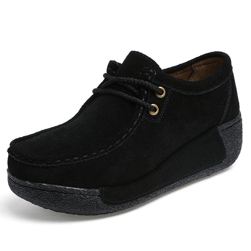 Fashion Cow Suede Platform Shoes Plush Warm Walking Shoes Women Winter Cotton Shoes Non-slip Mother Shoes
