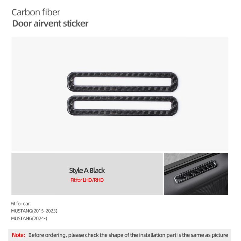 For Ford Mustang GT 2026 2026- Carbon Fiber Car Interior Door Side Air Vent Outlet Trim Sticker Decoration Tuning Accessories
