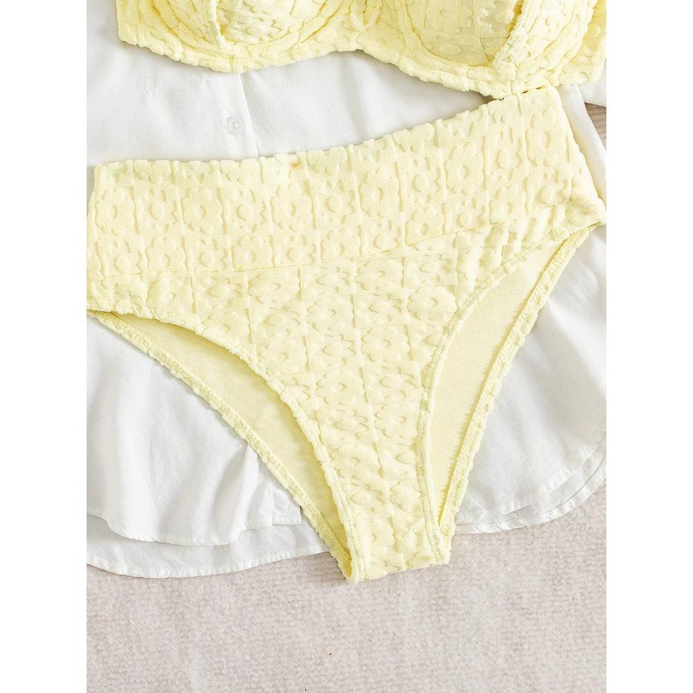Sexy yellow bikini set 2025 women tie strap push up underwire high wiast swimsuit summer bathing suit two piece swimwear biquini