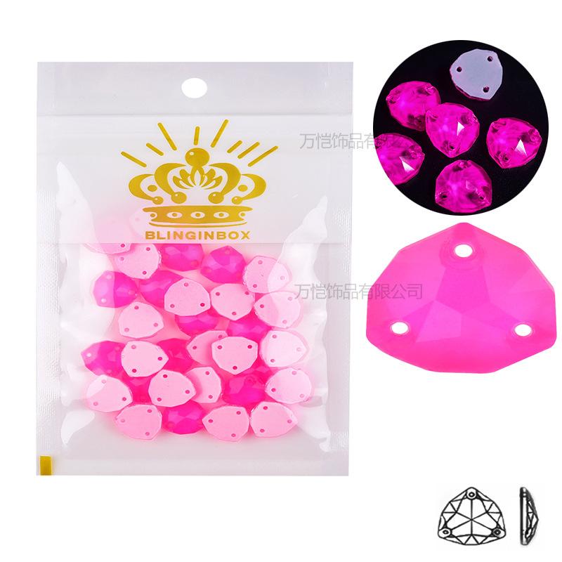 Glass Fat Triangular Flat Bottom Hand Sewn Drill, Neon Fluorescent Flat Buckle Rhinestone Jewelry Accessories Diy Clothing Accessories Sticker Drill