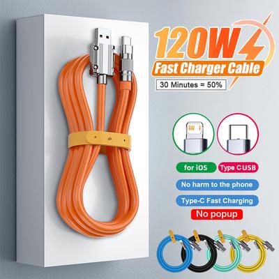 120W 6A Super Schnelllade-USB-C-Flüssigsilikonkabel für iPhone 14 15 Samsung Xiaomi Schnellladegerät Typ-C Datenkabel