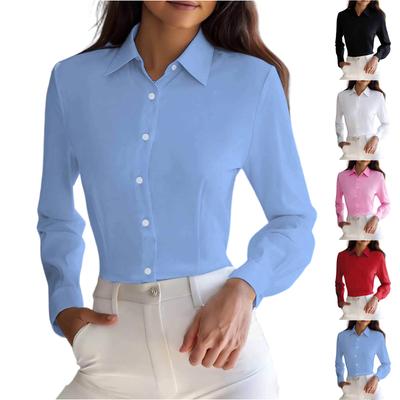 Modieuze Kleurige Revers Lange Mouwen Taille Ingesnoerde Zakelijke Casual Blouse Top voor Dames