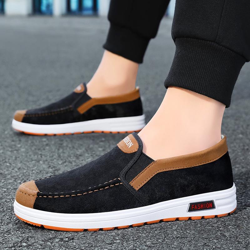 Men's Shoes Spring New Single Shoes Canvas Shoes One-pedal Cloth Shoes Casual Elderly Shoes
