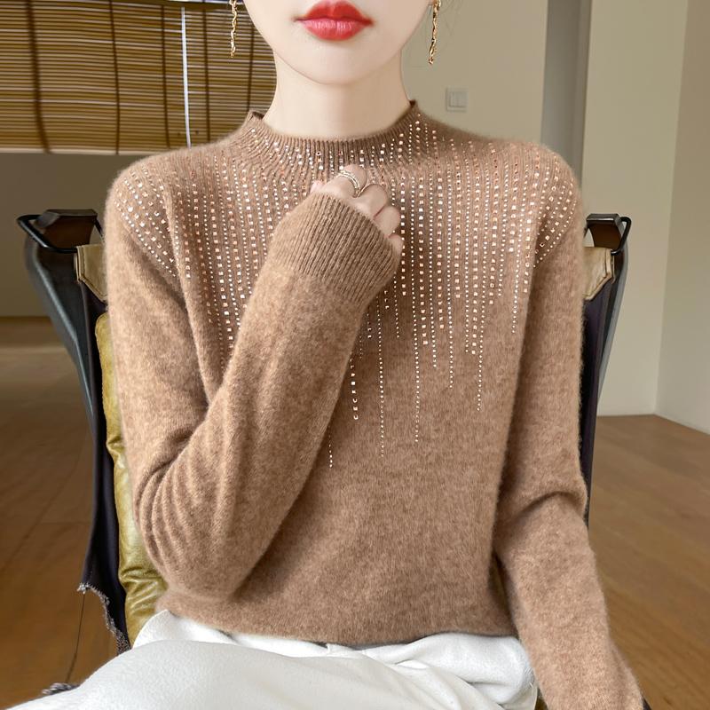 Women's Cashmere Sweater Qinghe Cashmere 30% Cashmere 70% Wool Autumn and Winter Pullover Warm and Fashionable
