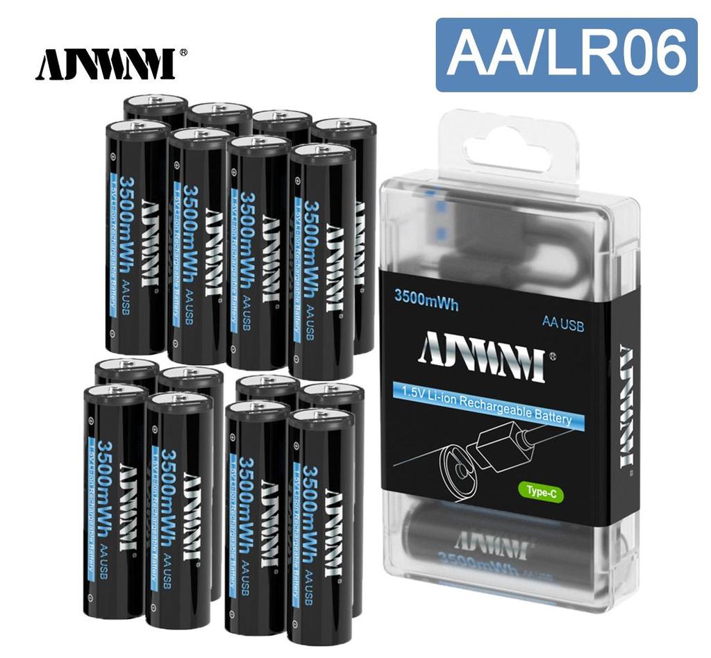 AJNWNM New 1.5V AA Li-ion Battery 3500mwh Li-Polymer USB Rechargeable Lithium USB Battery AA with USB Charging Function