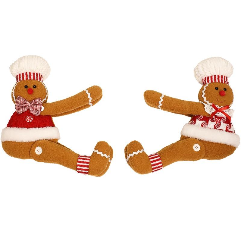 Christmas Curtain Buckles, Decorative Items, Cartoon Couple Gingerbread Dolls, Curtains Hugging Party Dolls, Holiday Decorations