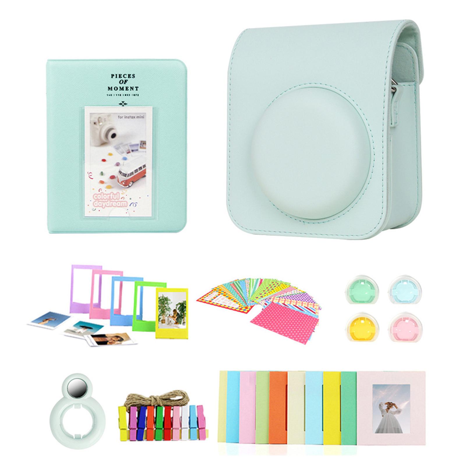 

12 Camera Case Solid PU Bag with Photo Storage Album Selfie Lens Filter Photo Frames Accessaries зелений
