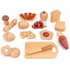 Conjunto de Comida de Brinquedo de Madeira com Frutas e Legumes, Cores Naturais Simuladas para Brincadeiras de Cozinhar