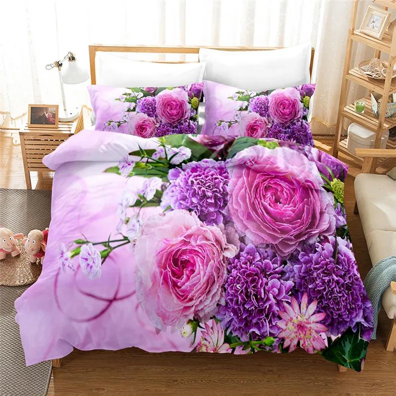 Duvet Cover Bed Linens 3d Flower Bedding Sets Print Valentine's Day Theme Home Textile Set 2/3pcs Cover Sets For Beds Dropship