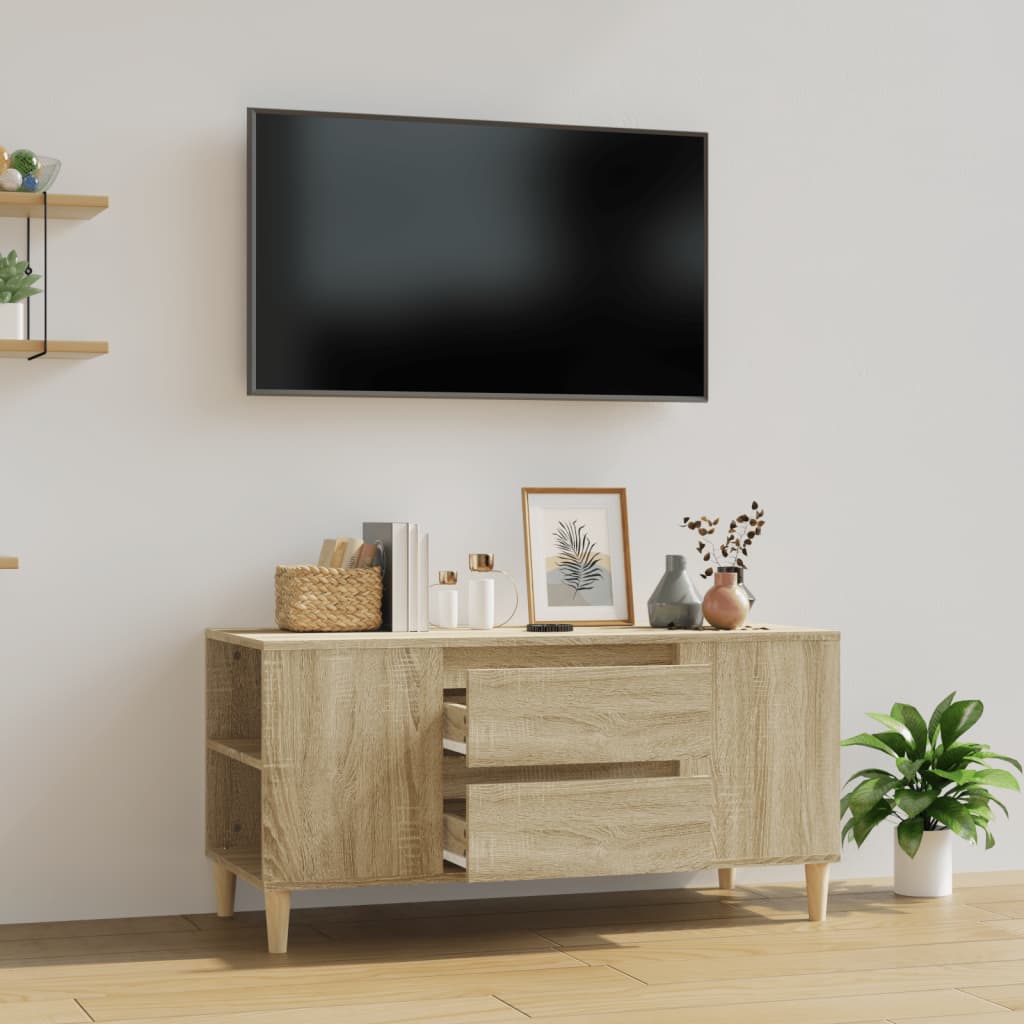 TV Stand in Sonoma Oak Finish 102 x 44.5 x 50 cm Particleboard