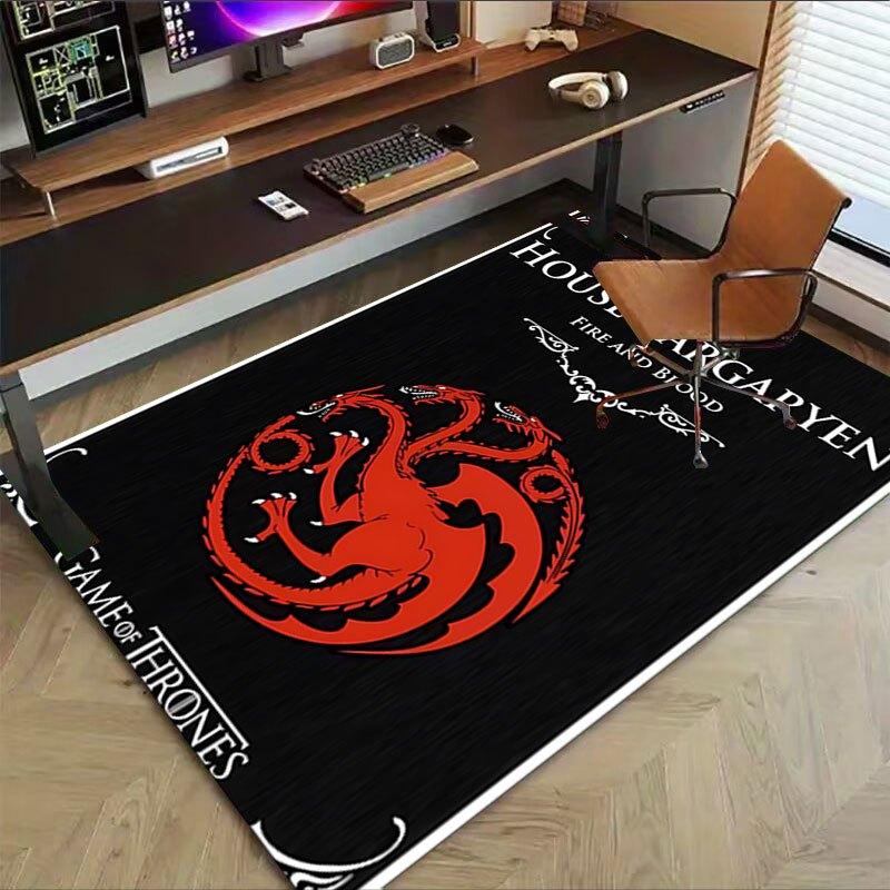 1pc Fire and Blood Office Carpet Chair Mats, Home Decor Mat | Fantasy Theme Mat | Durable Mat, Dragon DecorB11