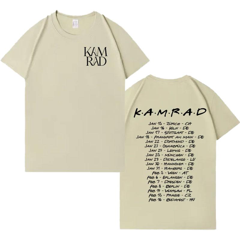 

Singer Kamrad 2026 Trendy Letters Print Short Sleeve T Shirts Mens Hip Hop Cotton Oversized Y2k Clothes Aesthetic Loose Tshirt 4XL