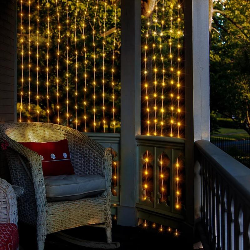 300 LED Solarna Kurtyna Lampki Sznurowe Zewnętrzne Wodoodporne Dekoracja Ogrodu Bajkowa Girlanda 8 Trybów Oświetlenia Oświetlenie Świąteczne