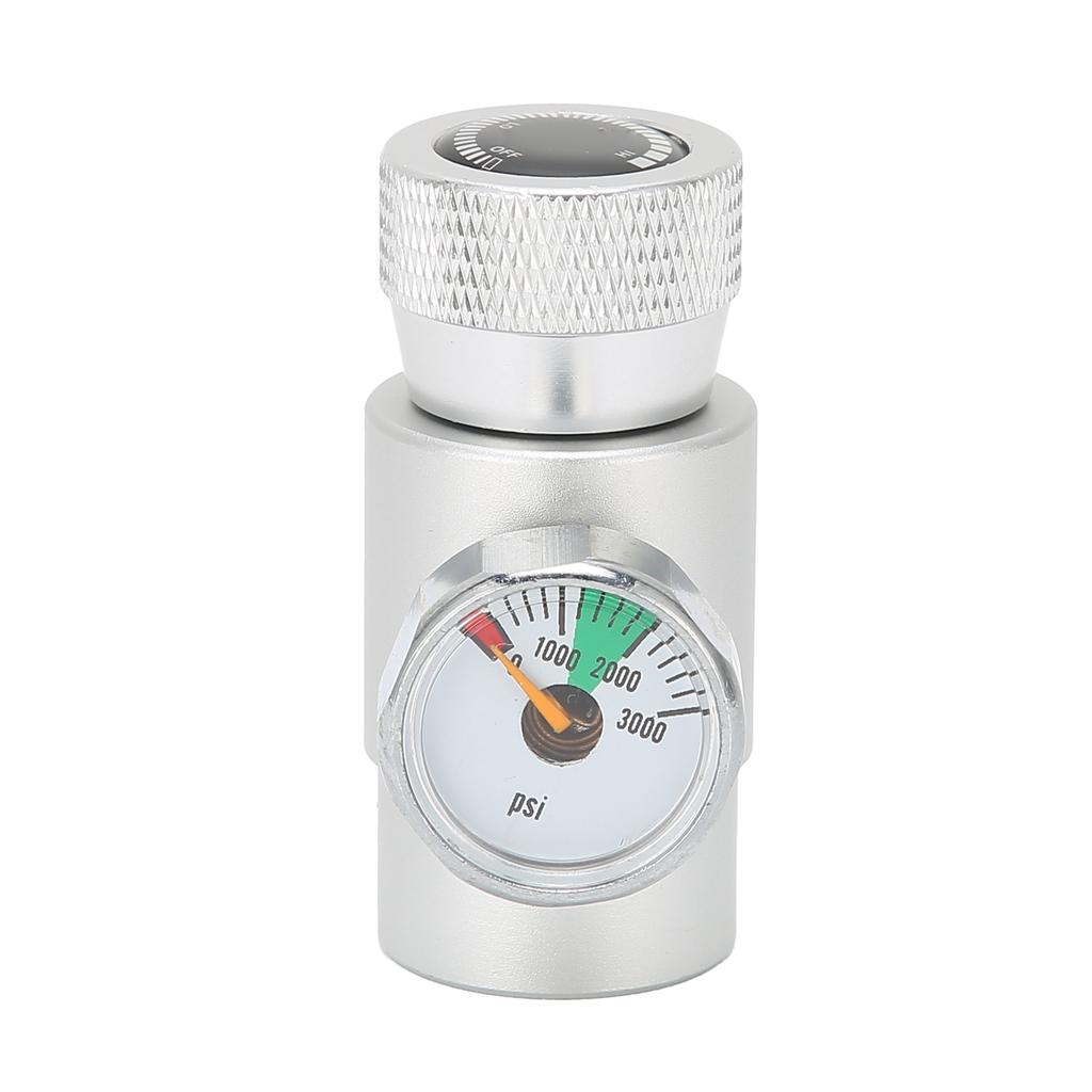 CO2 Refill Adapter Connector Gas Regulator Silver Soda ASA with 3000psi Pressure Gauge