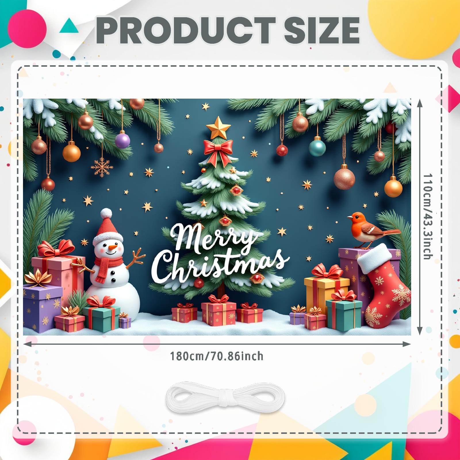 

Merry Christmas Banner Reindeer Snowman Christmas Tree Xmas Party Decor Backdrop New Year Festive Event Photo Background Props