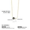 French Natural Stone & Freshwater Pearl Necklace - 18K Gold Plated Stainless Steel Clavicle Chain, Simple & Elegant for Daily Wear