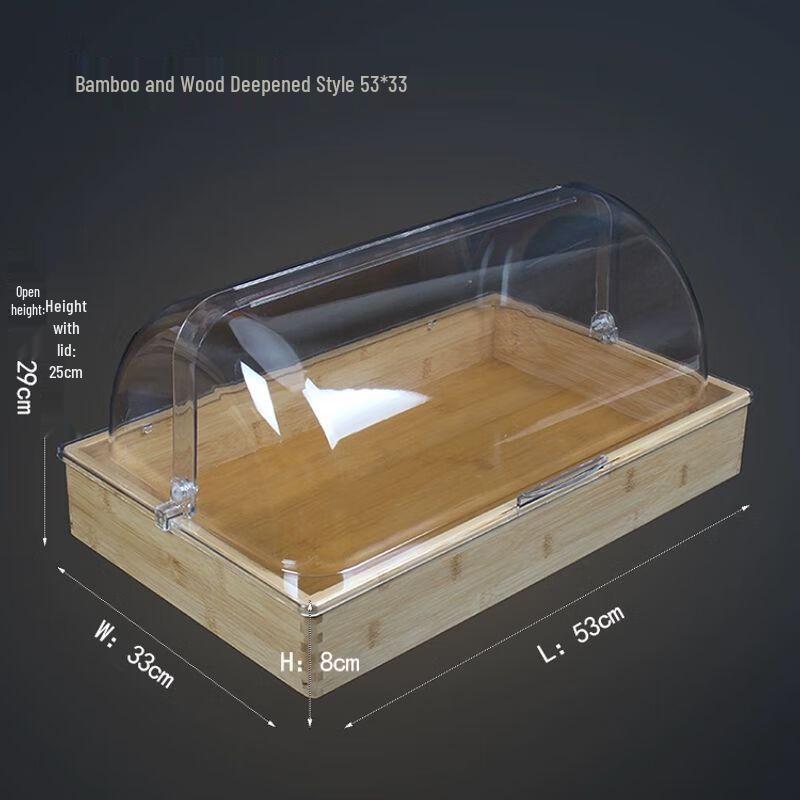 Деревянный поднос для демонстрации еды с прозрачной крышкой