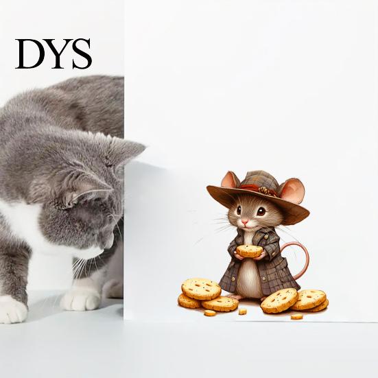 DIY Story Scene Wall Decor Cartoon Mouse Sticker, Cute Fairy Tale Decal, PVC Waterproof Decorative Gifts for Children Art Decors, Self Adhesive Mural