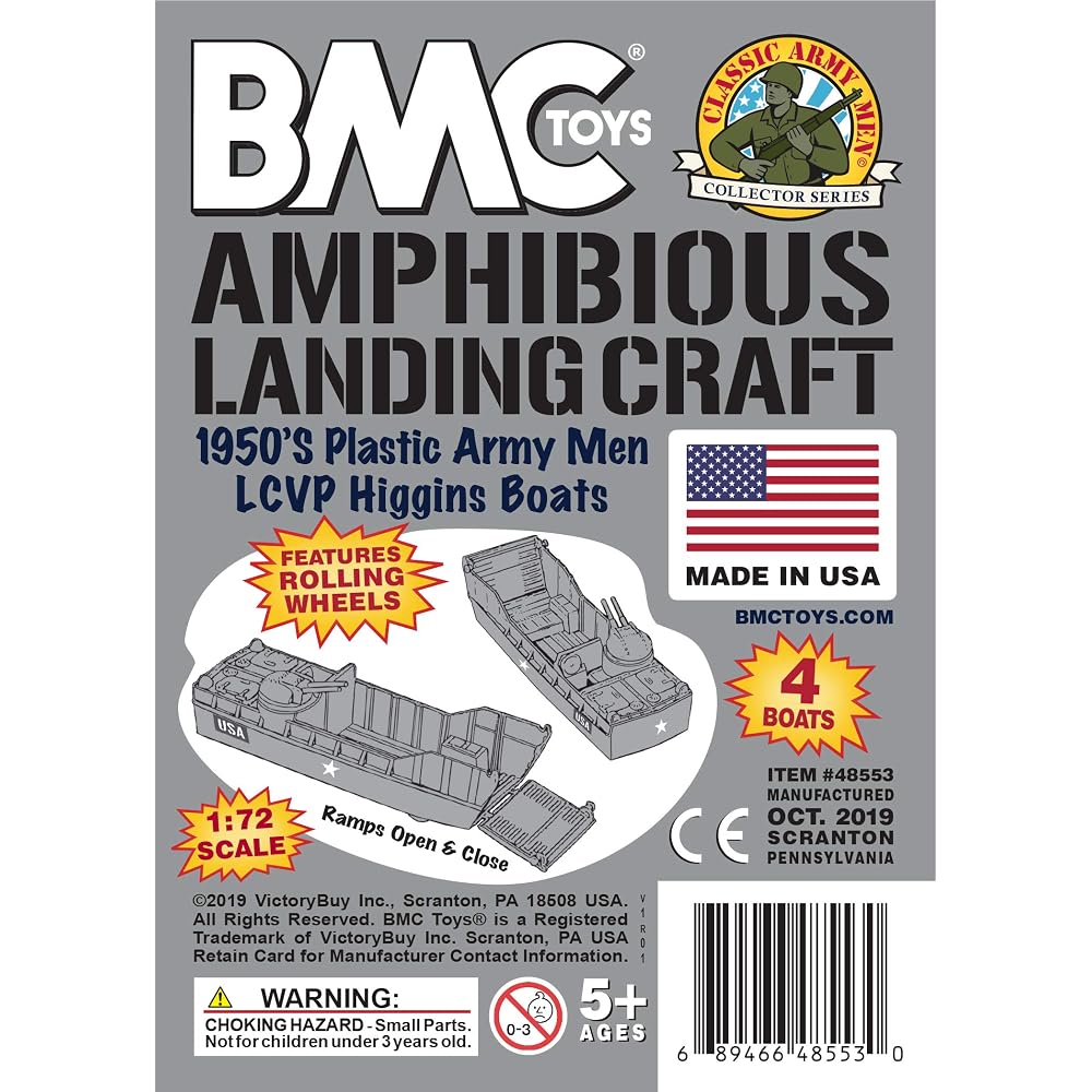 BMC Classic Marx Landing Craft 4pc Grey Plastic Army Men Boat Vehicles