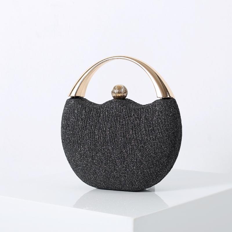 

Women s Round Bag 2026 Luxury Designer Handbag Silver Purse Top Handle Circle Bag Evening Clutch Ladies Elegant Shoulder Bags чёрный