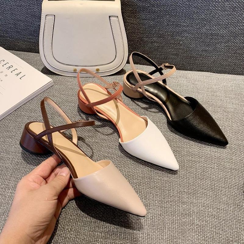Spring Sandals 2026 New Fashion Versatile High Heels Pointed Elegant High-end Women Shoes Thick Heels Summer French Style Pumps