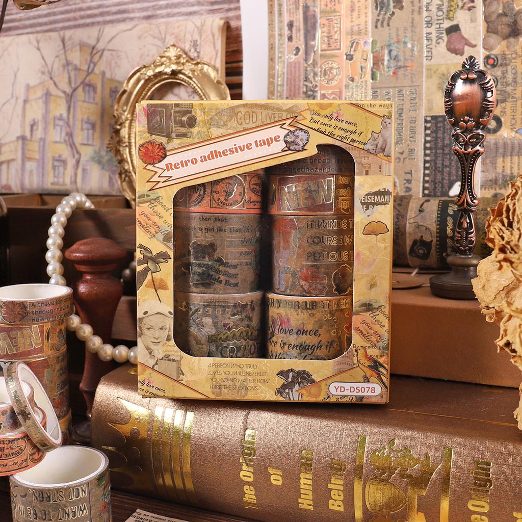 10 Rolls Vintage Series Washi Tape Set Handmade Scrapbooking Supplies Masking Decorative Tape DIY Journal Materials for Students