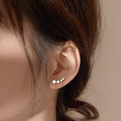 Sterling Silver Meteor Star Stud Earrings - Trendy Cold Style Design