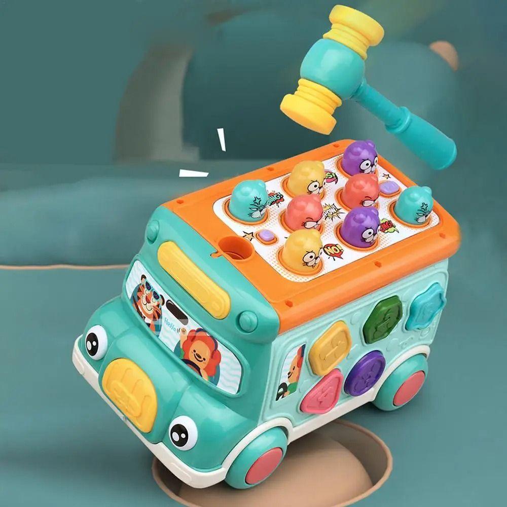 Plastic Music Activity Bus Baby Toy Montessori Whack-a-Mole Toys  Desktop Decor