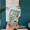 650ml Plastic Portable Double Drinking Bottle Cartoon Sealing Straw Cup Kids