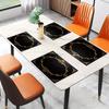 4pcs/6pcs Printed Placemats with Black Background and Intricate Golden Pattern Border Make Your Dining Kitchen More Beautiful, Perfect for Coffee