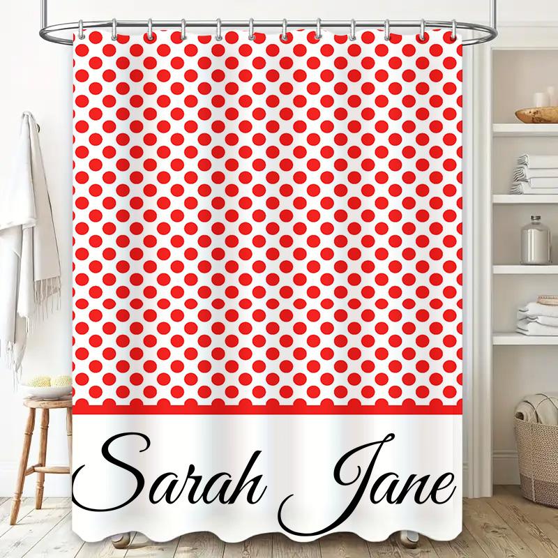 Personalized Red Dot Shower Curtain Custom Name Bath Decor Hotel Bathroom Shower Doors Waterproof Washable Home Decoration Sarah