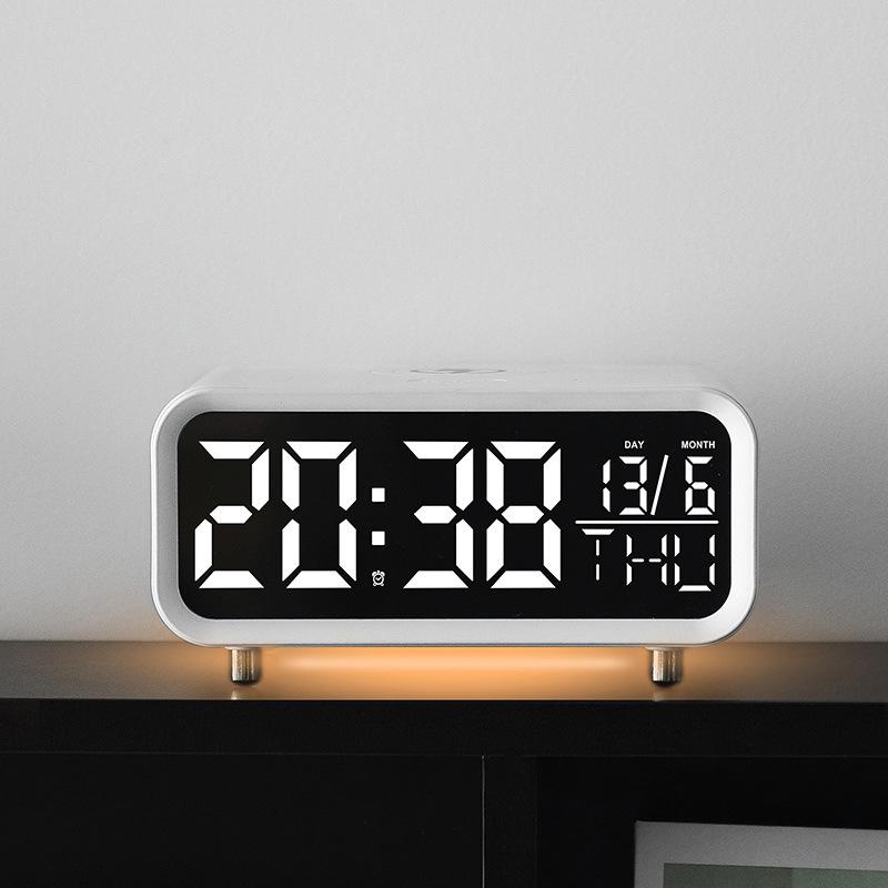 LED wireless charging station clock multifunction night light clock simple hotel alarm clock wireless charging